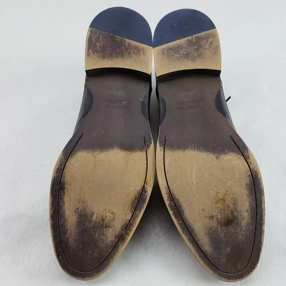 Johnston Murphy Conard Leather Oxford Mens 13 Black Brogue Cap Toe Dress Shoe